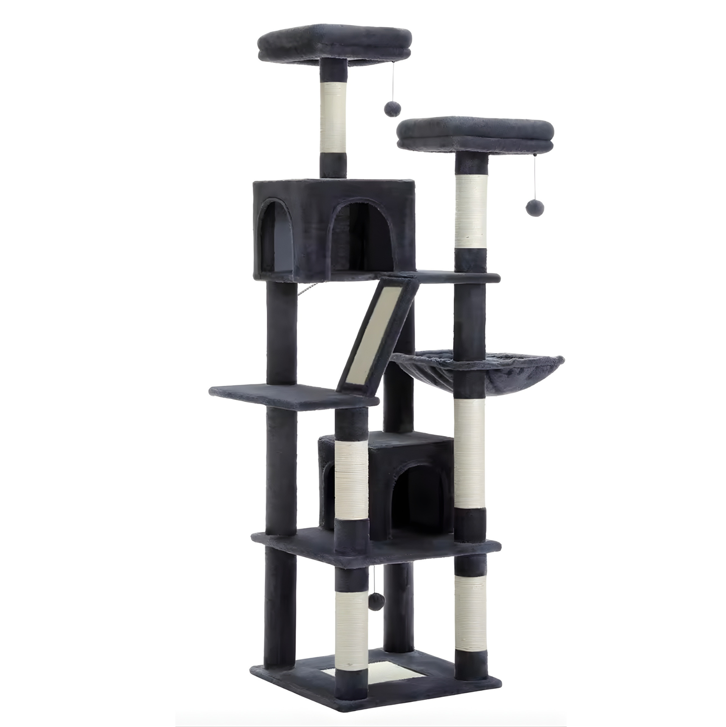 Arbre à chat scandinave multi-niveaux en bois naturel — NørdicHaven™