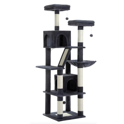 Arbre à chat scandinave multi-niveaux en bois naturel — NørdicHaven™