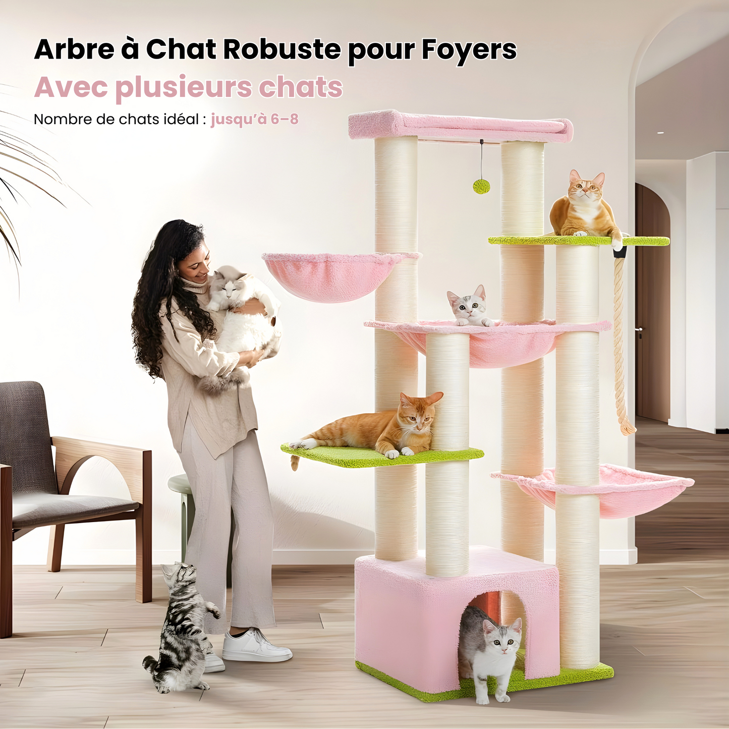 Arbre à chat XXL multi-niveaux robuste et majestueux pour grands félins – MajesticTower™
