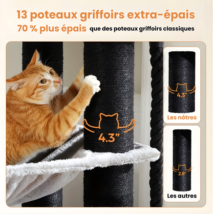 Arbre à chat XXL multi-niveaux robuste et majestueux pour grands félins – MajesticTower™