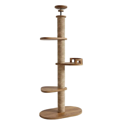 Grand arbre à chats design en bois XXL fixation sol-plafond — SkyClimb™