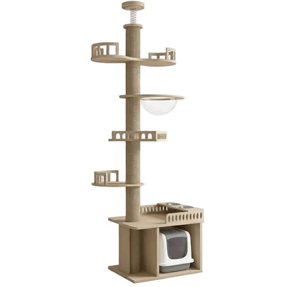 Grand arbre à chats design en bois XXL fixation sol-plafond — SkyClimb™