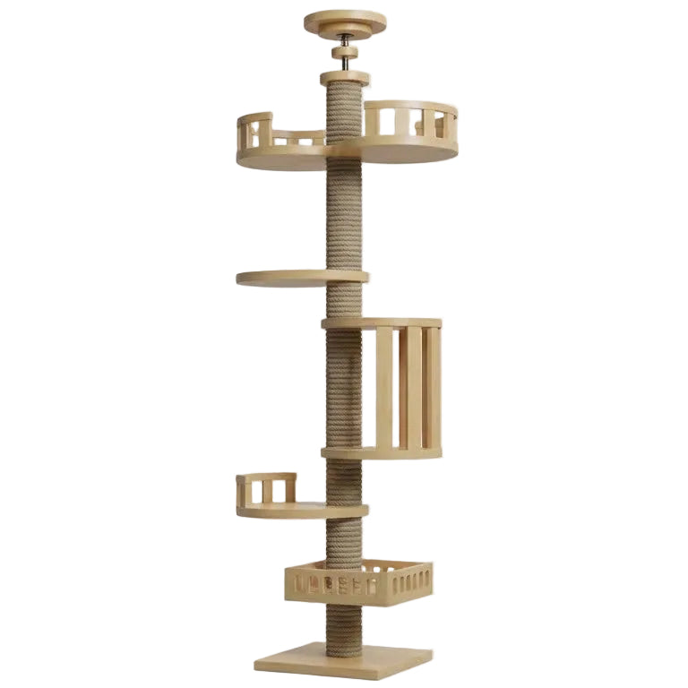 Grand arbre à chats design en bois XXL fixation sol-plafond — SkyClimb™
