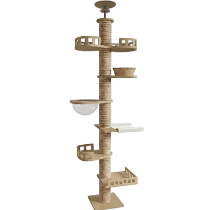Grand arbre à chats design en bois XXL fixation sol-plafond — SkyClimb™