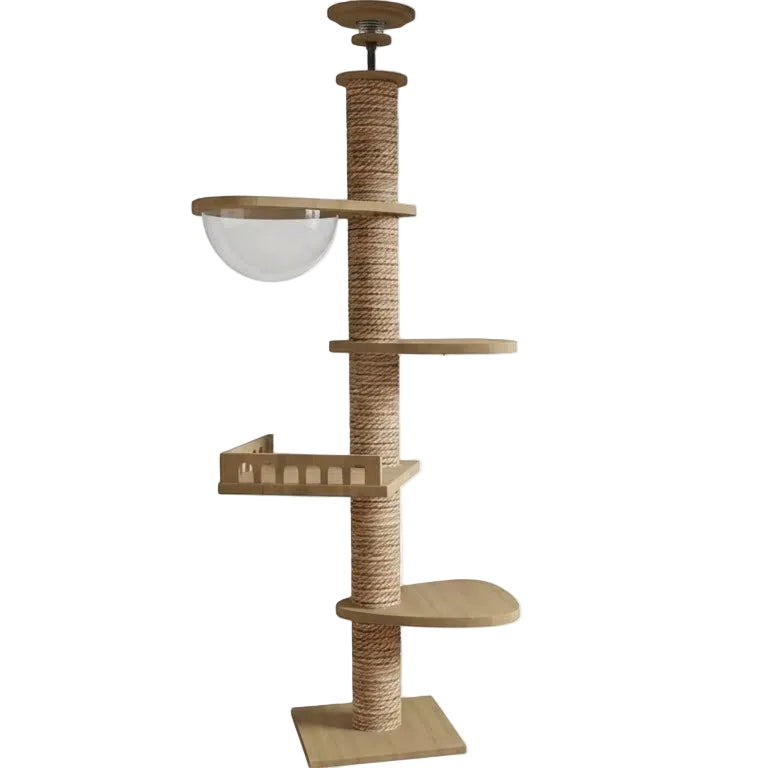 Grand arbre à chats design en bois XXL fixation sol-plafond — SkyClimb™