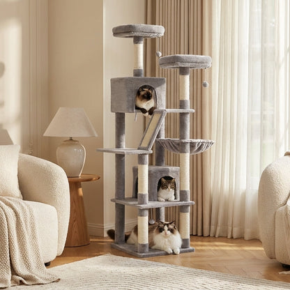 Arbre à chat scandinave multi-niveaux en bois naturel — NørdicHaven™