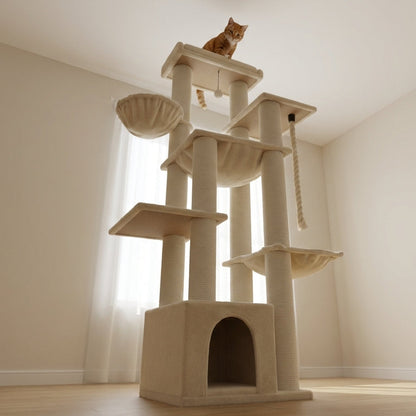 Arbre à chat XXL multi-niveaux robuste et majestueux pour grands félins – MajesticTower™