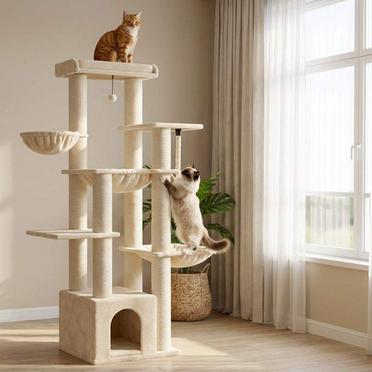 Arbre à chat XXL multi-niveaux robuste et majestueux pour grands félins – MajesticTower™