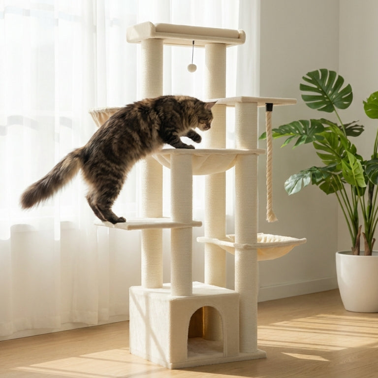 Arbre à chat XXL multi-niveaux robuste et majestueux pour grands félins – MajesticTower™