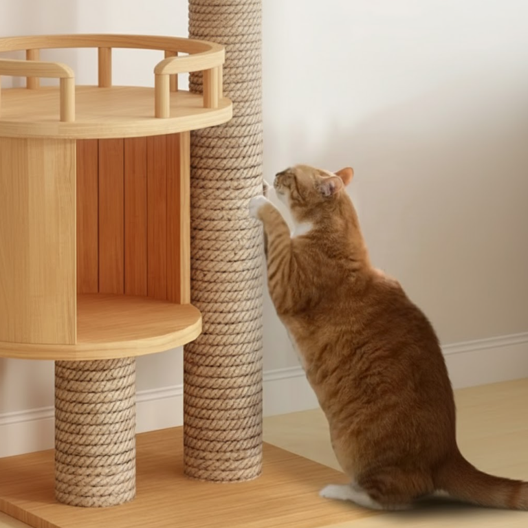 Grand arbre à chats design en bois XXL fixation sol-plafond — SkyClimb™