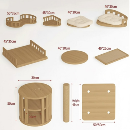 Grand arbre à chats design en bois XXL fixation sol-plafond — SkyClimb™