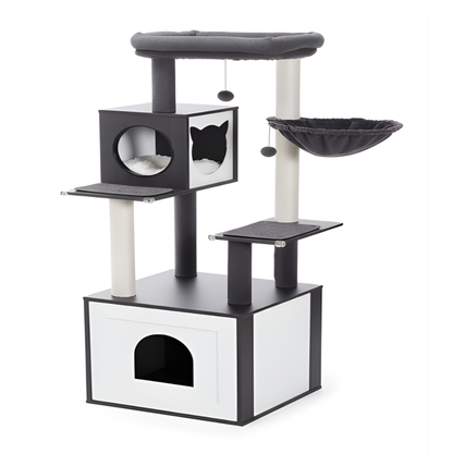 Arbre à chat multi-niveaux design en bois | Meuble contemporain pour chat — NordPaw™