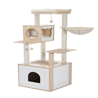 Arbre à chat multi-niveaux design en bois | Meuble contemporain pour chat — NordPaw™