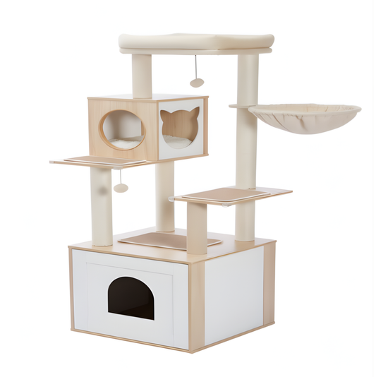 Arbre à chat multi-niveaux design en bois | Meuble contemporain pour chat — NordPaw™