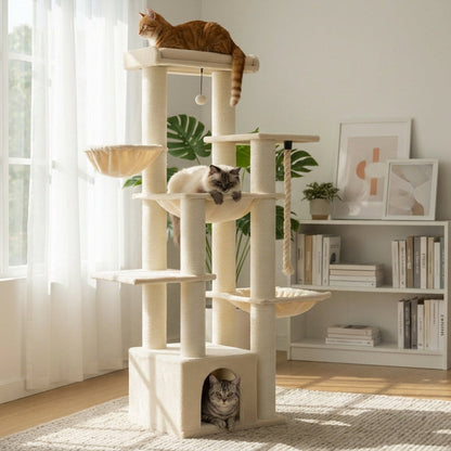 Arbre à chat XXL multi-niveaux robuste et majestueux pour grands félins – MajesticTower™